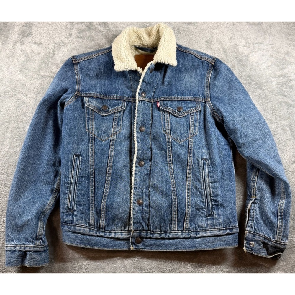 Levi's Premium Sherpa Lined Denim Trucker Jacket Small Fleece Western